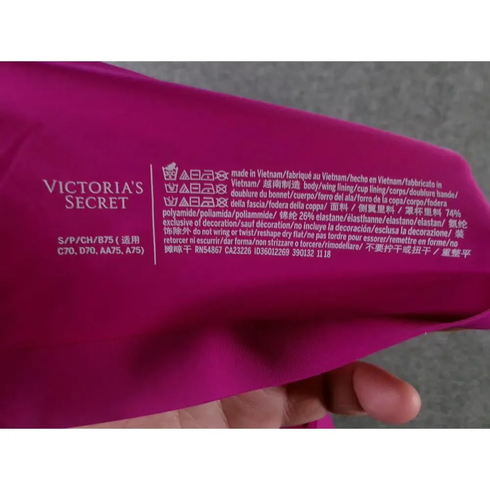 Victorias Secret Sports Bra Womens Small Pink Scoop Neck Active Minimalist - Picture 4 of 8